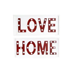 Decoração de Parede DKD Home Decor Branco Vermelho Urbana 48 x 4 x 22 cm (2 Unidades) de DKD Home Decor, Adornos - Ref: S3052...