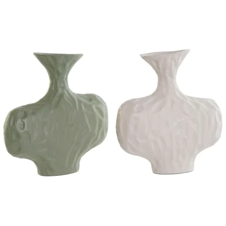 Vase DKD Home Decor White Green Aluminium 20 x 6 x 21 cm (2 Units) by DKD Home Decor, Vases - Ref: S3052619, Price: 36,88 €, ...