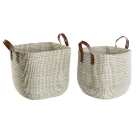 Set de basket DKD Home Decor Naturel Marron Clair Polyuréthane Herbier marin 38 x 38 x 35 cm de DKD Home Decor, Boîtes - Réf ...