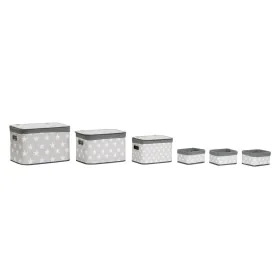 Juego de Cestas DKD Home Decor Blanco Gris Bambú Madera MDF Estrellas 51 x 35 x 33 cm de DKD Home Decor, Cajas - Ref: S305274...