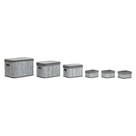 Juego de Cestas DKD Home Decor Blanco Gris Bambú Madera MDF 51 x 35 x 33 cm de DKD Home Decor, Cajas - Ref: S3052743, Precio:...