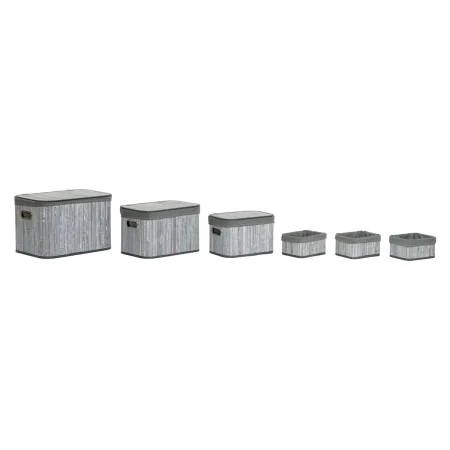 Set de basket DKD Home Decor Blanc Gris Bambou Bois MDF 51 x 35 x 33 cm de DKD Home Decor, Boîtes - Réf : S3052743, Prix : 67...