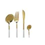 Cutlery DKD Home Decor White Golden Stainless steel 4,5 x 2,5 x 20,5 cm 24 Pieces by DKD Home Decor, Cutlery sets - Ref: S305...