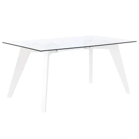 Mesa de Comedor DKD Home Decor Blanco Transparente Cristal Madera MDF 160 x 90 x 75 cm de DKD Home Decor, Mesas - Ref: S30527...