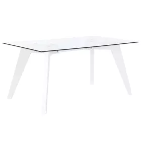 Mesa de Jantar DKD Home Decor Branco Transparente Cristal Madeira MDF 160 x 90 x 75 cm de DKD Home Decor, Jogos de móveis - R...