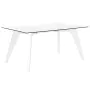 Mesa de Jantar DKD Home Decor Branco Transparente Cristal Madeira MDF 160 x 90 x 75 cm de DKD Home Decor, Jogos de móveis - R...