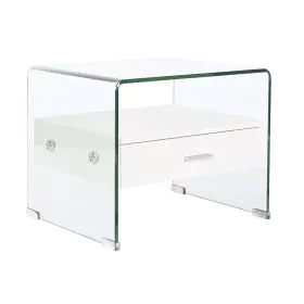 Mesita de Noche DKD Home Decor Blanco Transparente Cristal Madera MDF 50 x 40 x 45,5 cm de DKD Home Decor, Mesillas de noche ...