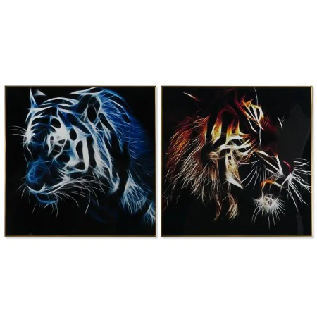 Pintura DKD Home Decor Tigre 80 x 3 x 80 cm Moderno (2 Unidades) de DKD Home Decor, Impressões sobre tela - Ref: S3052814, Pr...