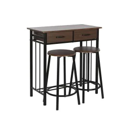 Table set with 2 chairs DKD Home Decor Brown Black Metal MDF Wood 80 x 50 x 84 cm by DKD Home Decor, Tables - Ref: S3053057, ...