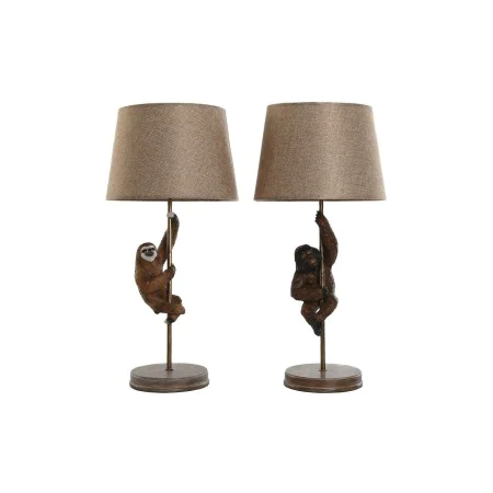 Desk lamp Home ESPRIT Brown Metal Resin 50 W 220 V 26 x 26 x 53,5 cm (2 Units) by Home ESPRIT, Bedside and Table Lamps - Ref:...