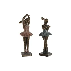 Figura Decorativa Home ESPRIT Azul Cor de Rosa Dourado Romântico Bailarina Ballet 13 x 12 x 30,5 cm (2 Unidades) de Home ESPR...