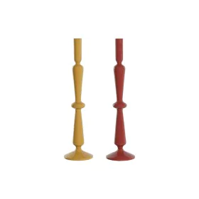 Candelabro Home ESPRIT Mostarda Terracota Alumínio 10 x 10 x 41 cm (2 Unidades) de Home ESPRIT, Candelabros e suportes para v...