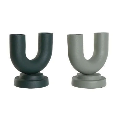 Vase Home ESPRIT Green Aluminium 18 x 13 x 19 cm (2 Units) by Home ESPRIT, Vases - Ref: S3053246, Price: 51,76 €, Discount: %