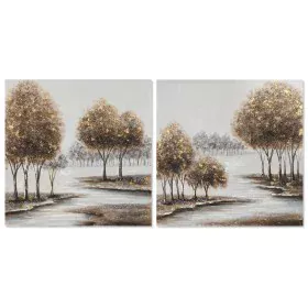 Painting Home ESPRIT Trees Cottage 80 x 3 x 80 cm (2 Units) by Home ESPRIT, Prints on Canvas - Ref: S3053341, Price: 55,33 €,...