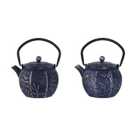 Teapot Home ESPRIT Blue White Stainless steel Iron 600 ml (2 Units) by Home ESPRIT, Tea and coffee sets - Ref: S3053359, Pric...