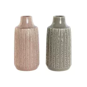 Vase Home ESPRIT Grau Rosa Porzellan 15 x 15 x 31 cm (2 Stück) von Home ESPRIT, Vasen - Ref: S3053432, Preis: 26,05 €, Rabatt: %