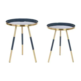 Jeu de 2 tables Home ESPRIT Bleu Doré 41 x 41 x 51 cm de Home ESPRIT, Tables - Réf : S3053447, Prix : 75,92 €, Remise : %