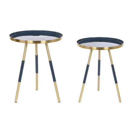 Jeu de 2 tables Home ESPRIT Bleu Doré 41 x 41 x 51 cm de Home ESPRIT, Tables - Réf : S3053447, Prix : 67,42 €, Remise : %