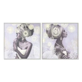 Painting Home ESPRIT Colonial Golden African Woman 80 x 2,8 x 80 cm (2 Units) by Home ESPRIT, Prints on Canvas - Ref: S305345...