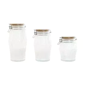 3 Tubs Home ESPRIT Transparent Silicone Bamboo Crystal 13,5 x 13,5 x 27 cm by Home ESPRIT, Food storage - Ref: S3053523, Pric...