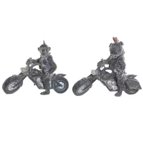 Figura Decorativa Home ESPRIT Cinzento escuro Motoqueiro 24 x 15 x 29 cm (2 Unidades) de Home ESPRIT, Adornos - Ref: S3053545...