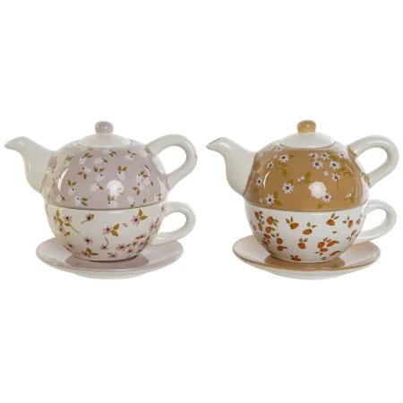 Teapot DKD Home Decor White Green Mustard Light Pink Dolomite 750 ml (2 Units) by DKD Home Decor, Tea and coffee sets - Ref: ...