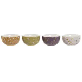 Bowl DKD Home Decor Green Pink Mustard Lilac Dolomite Shabby Chic 600 ml 14 x 14 x 7 cm (4 Units) by DKD Home Decor, Bowls an...