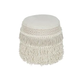 Footrest Home ESPRIT White Fringe 40 x 40 x 45 cm by Home ESPRIT, Footstools & Ottomans - Ref: S3053607, Price: 62,30 €, Disc...