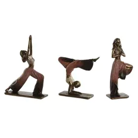 Figura Decorativa Home ESPRIT Cor de Rosa Dourado Yoga Scandi 19 x 6 x 26 cm (3 Unidades) de Home ESPRIT, Adornos - Ref: S305...