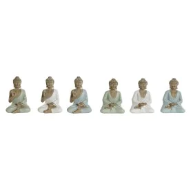 Decorative Figure Home ESPRIT White Green Turquoise Buddha Oriental 6 x 4 x 8,5 cm (6 Units) by Home ESPRIT, Ornaments - Ref:...