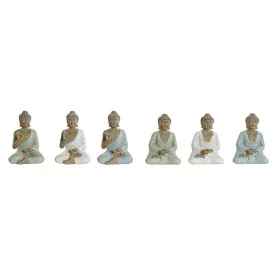 Figura Decorativa Home ESPRIT Branco Verde Turquesa Buda Oriental 6 x 4 x 8,5 cm (6 Unidades) de Home ESPRIT, Adornos - Ref: ...