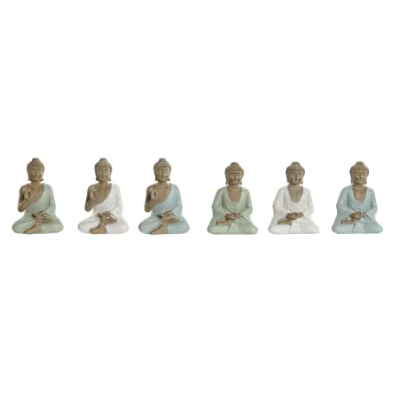 Figurine Décorative Home ESPRIT Blanc Vert Turquoise Buda Oriental 6 x 4 x 8,5 cm (6 Unités) de Home ESPRIT, Objets de décora...