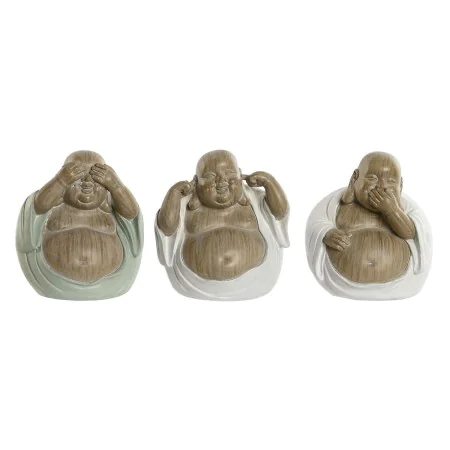 Deko-Figur Home ESPRIT Weiß grün Buddha Orientalisch 10 x 9 x 10,5 cm (3 Stück) von Home ESPRIT, Ornamente - Ref: S3053683, P...