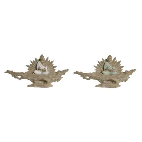 Figura Decorativa Home ESPRIT Blanco Verde Buda Oriental 30 x 6 x 15 cm (2 Unidades) de Home ESPRIT, Adornos - Ref: S3053684,...