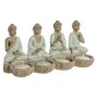 Figura Decorativa Home ESPRIT Blanco Verde Buda Oriental 24 x 9 x 11 cm (2 Unidades) de Home ESPRIT, Adornos - Ref: S3053687,...