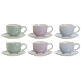 Conjunto de Chávenas de Café DKD Home Decor Azul Branco Verde Lilás Metal Dolomite 180 ml de DKD Home Decor, Canecas - Ref: S...