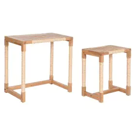 Jeu de 2 tables Home ESPRIT Naturel Corde Sapin 58 x 38 x 60 cm de Home ESPRIT, Tables de service - Réf : S3053780, Prix : 18...