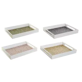 Bandeja DKD Home Decor Verde Mostaza Marrón oscuro Rosa claro Madera MDF 40 x 30 x 5 cm (4 Unidades) de DKD Home Decor, Plato...