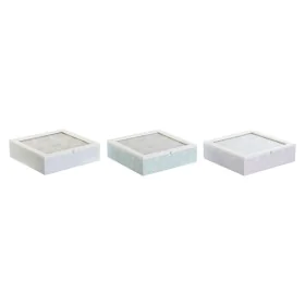 Caja para Infusiones DKD Home Decor Azul Blanco Verde Lila Metal Cristal Madera MDF (3 Unidades) de DKD Home Decor, Almacenam...