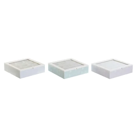 Box for Infusions DKD Home Decor Blue White Green Lilac Metal Crystal MDF Wood (3 Units) by DKD Home Decor, Tea and coffee st...