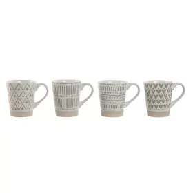 Juego de 4 Tazas Mug Home ESPRIT Blanco Beige Gres 360 ml 9 x 7 x 10,6 cm de Home ESPRIT, Tazas - Ref: S3053973, Precio: 15,5...