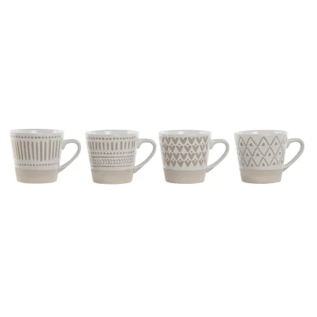 Conjunto de Chávenas de Café Home ESPRIT Branco Bege Grés 180 ml 4 Peças de Home ESPRIT, Canecas - Ref: S3053977, Preço: 12,6...