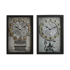 Horloge Murale Home ESPRIT Jaune Blanc Noir Gris Métal Verre Vintage 27,5 x 6,5 x 40,5 cm (2 Unités) de Home ESPRIT, Pendules...