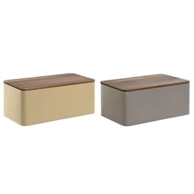 Portapane Home ESPRIT Beige Grigio Metallo Acacia 33 x 18 x 12 cm (2 Unità) di Home ESPRIT, Conservazione di alimenti - Rif: ...