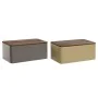 Corbeille à Pain Home ESPRIT Beige Gris Métal Acacia 33 x 18 x 12 cm (2 Unités) de Home ESPRIT, Stockage des aliments - Réf :...