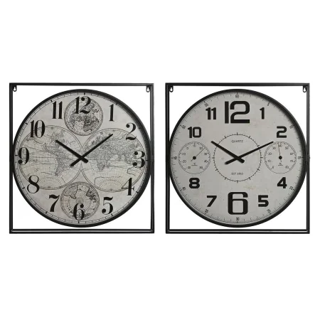 Orologio da Parete Home ESPRIT Bianco Nero Metallo Legno MDF 62 x 6 x 65 cm (2 Unità) di Home ESPRIT, Orologi da parete - Rif...