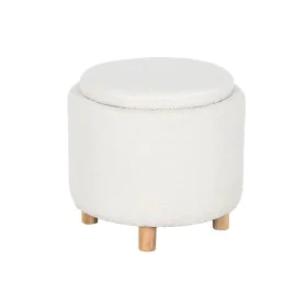 Banqueta Home ESPRIT Branco Poliéster Madeira da borracha Madeira MDF 48 x 48 x 43 cm de Home ESPRIT, Cadeiras - Ref: S305421...