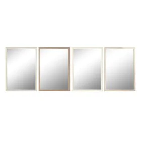 Specchio da parete Home ESPRIT Bianco Marrone Beige Grigio Crema Cristallo polistirene 66 x 2 x 92 cm (4 Unità) di Home ESPRI...