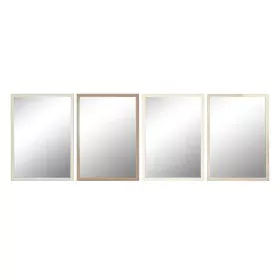 Specchio da parete Home ESPRIT Bianco Marrone Beige Grigio Crema Cristallo polistirene 66 x 2 x 92 cm (4 Unità) di Home ESPRI...