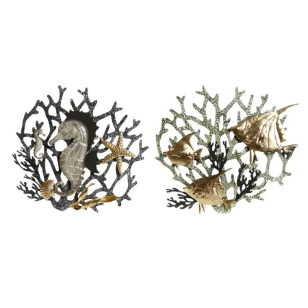 Wall Decoration Home ESPRIT Golden Silver Coral Mediterranean 49,5 x 5 x 48,3 cm (2 Units) by Home ESPRIT, Ornaments - Ref: S...